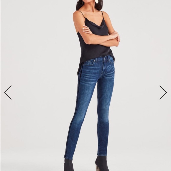 7forallmankind Ankle Skinny w Doubl Velvet Stripes - Picture 1 of 3